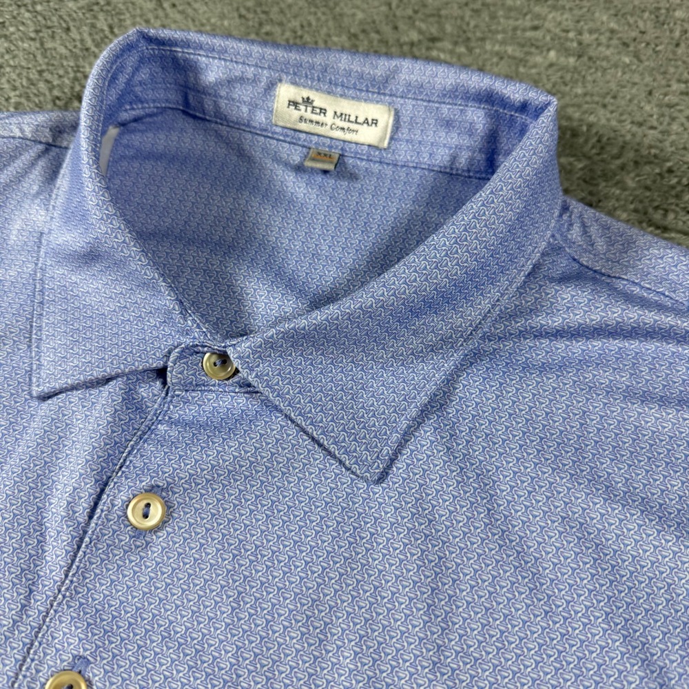 Peter Millar Blue Micro-Pattern Polo